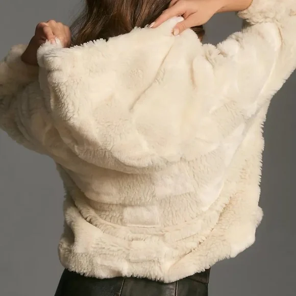 NWT Anthropologie Faux Fur Cropped Jacket Coat - Picture 5 of 9